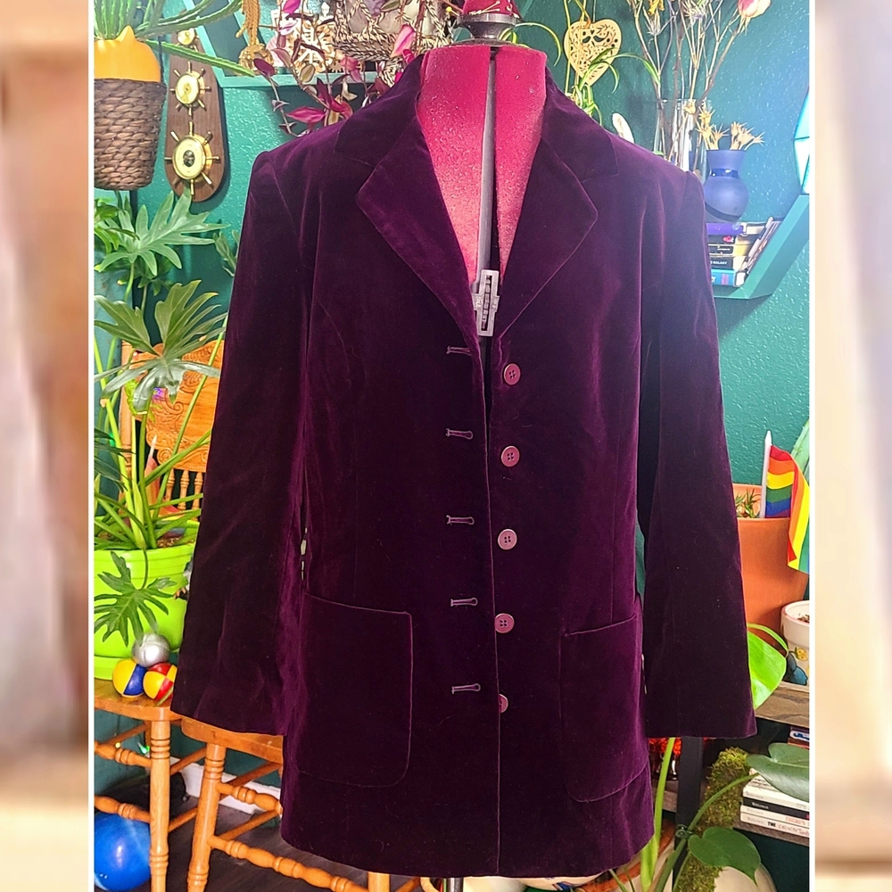 Preston & York Purple Velvet Blazer Structured Tailored Design